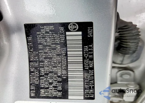 2012 Toyota Camry Base из США, поврежденный, VIN 4T1BF1FK0CU574953